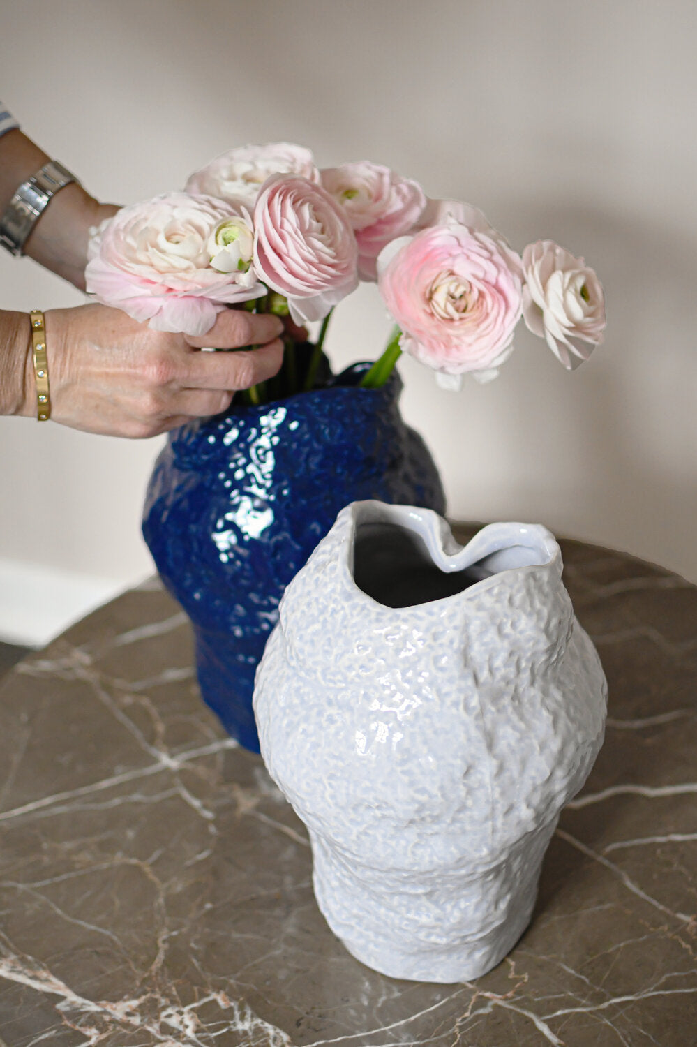 Vase organisk, grå/lilla - H26,5